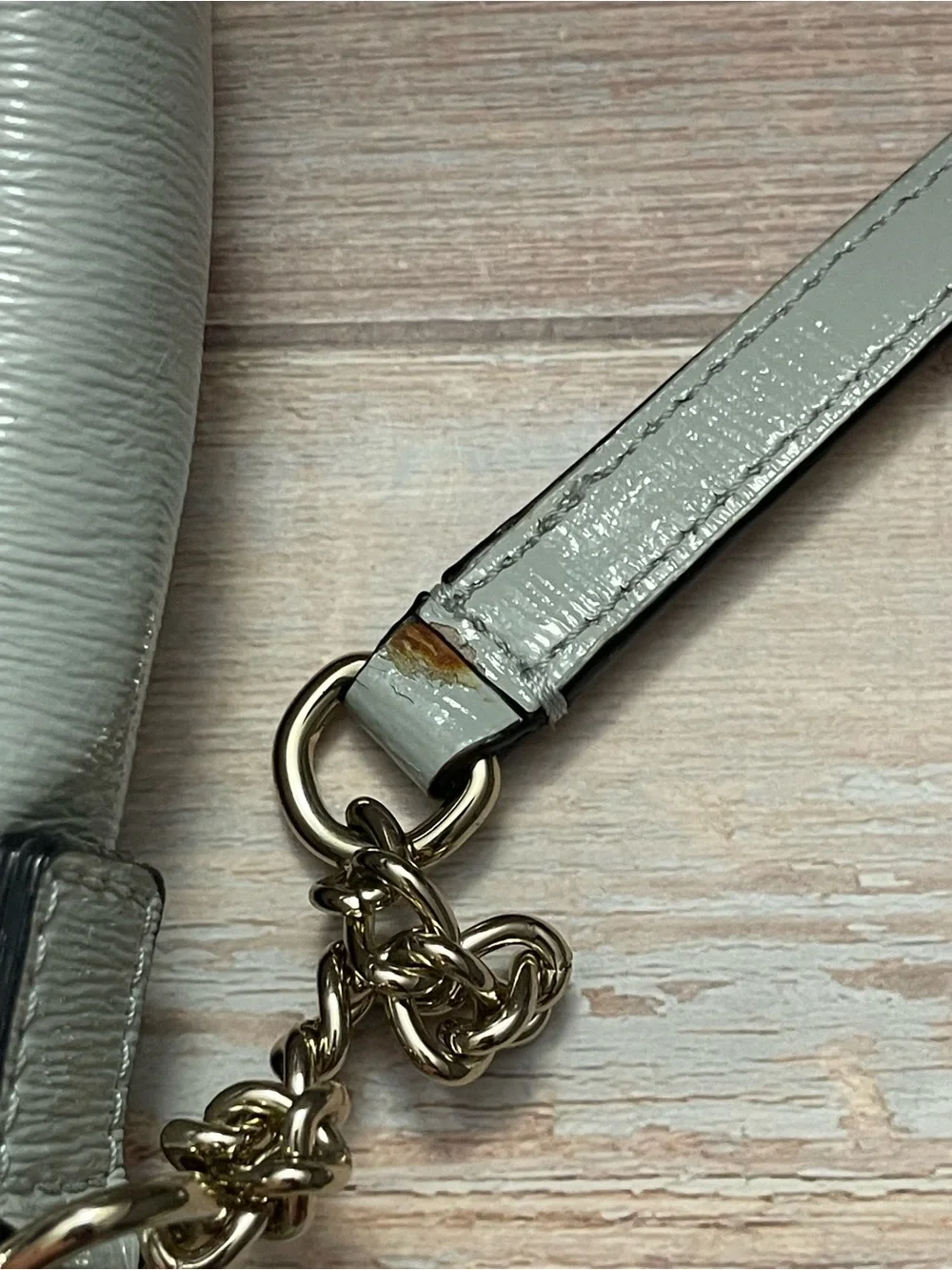 Kate Spade Hancock Park Gray Patent Angelica Crossbody Bag